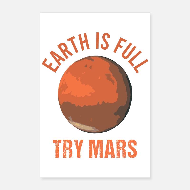 Mars planète espace fusée vintage Poster 40 x 60 cm