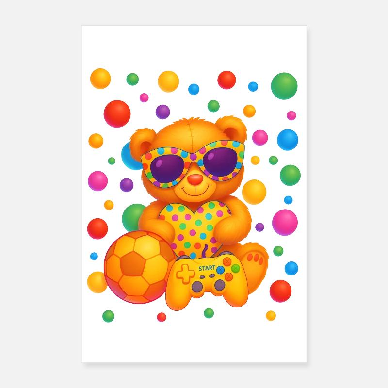 Lebendige Teddy-Gamer-Party-Kunst Poster 40x60 cm