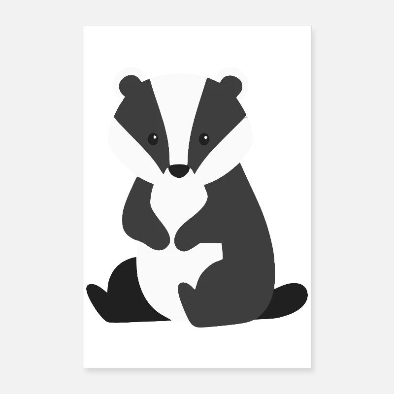Cute sitting badger minimalist style Poster 16" x 24" (40x60 cm)