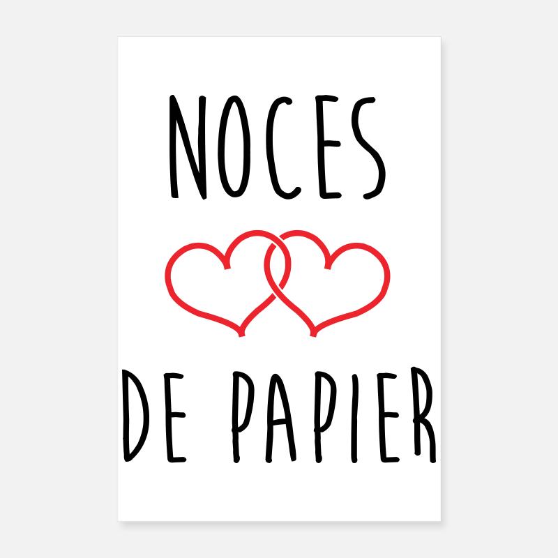 Noces de papier 37 ans de mariage Poster 40 x 60 cm