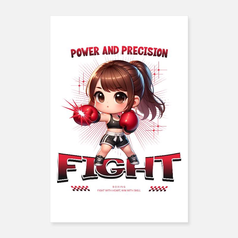 Powerful boxing chibi fighter Poster 16" x 24" (40x60 cm)