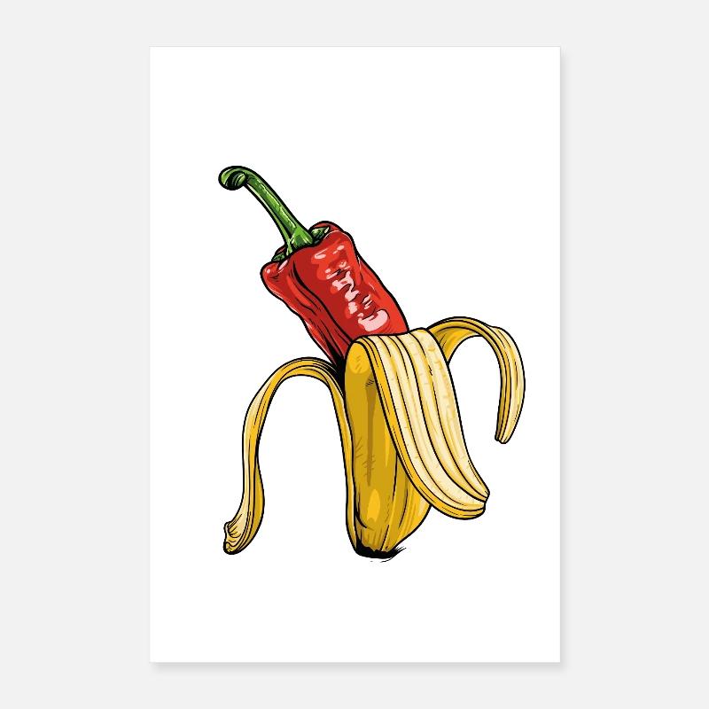 Surreale Pepper-Banane Kunst Poster 40x60 cm
