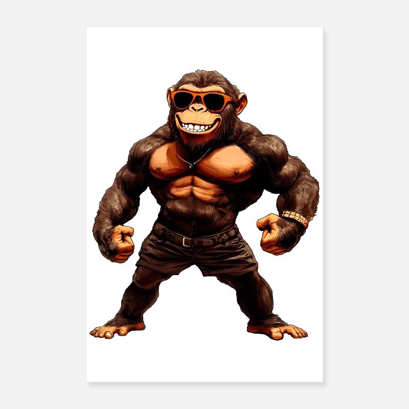 Monkey Sport Animal Poster 16" x 24" (40x60 cm)