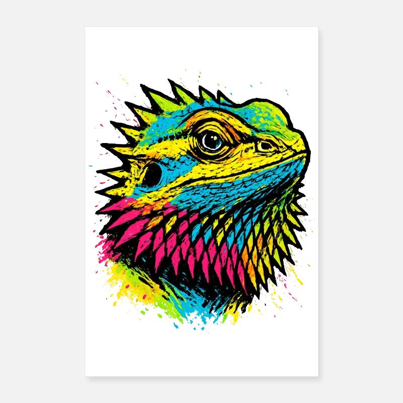 Bartagame Popkunst Bunte Straßenkunst Poster 40x60 cm