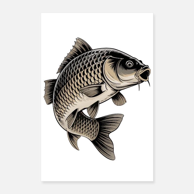 Karpfen Angeln Poster 40x60 cm