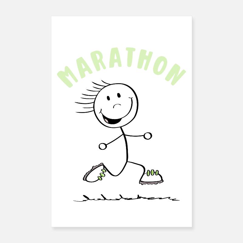 Funny marathon runner - stick figure Poster 16" x 24" (40x60 cm)