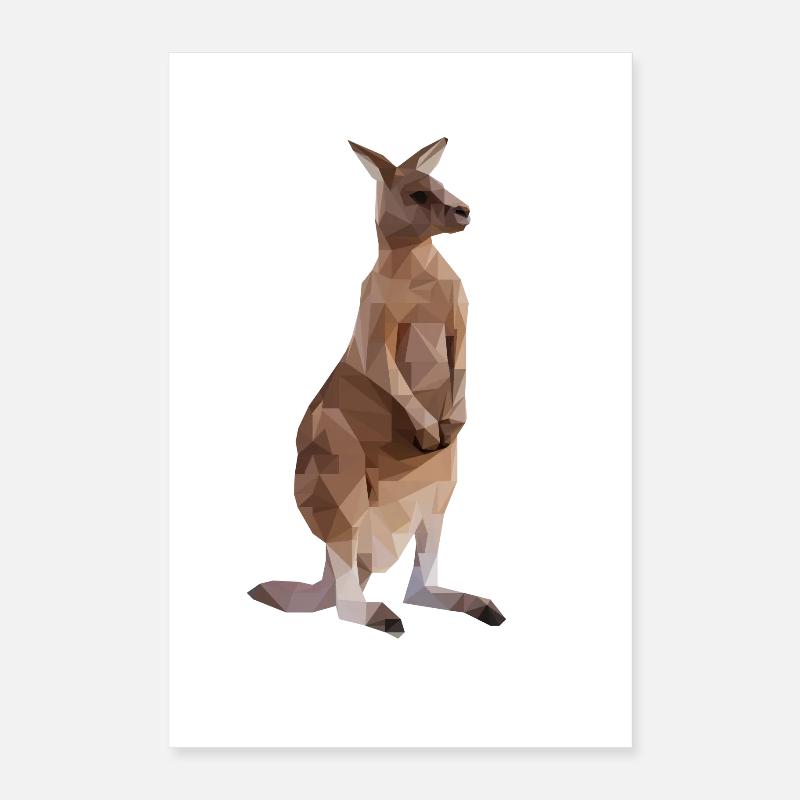 Graphique géométrique Kangaroo Low Poly Poster 40 x 60 cm