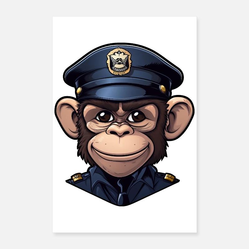 Singe policier Poster 40 x 60 cm