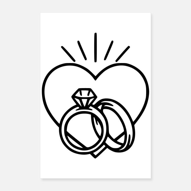 Hochzeit - Ring und Herz Poster 40x60 cm
