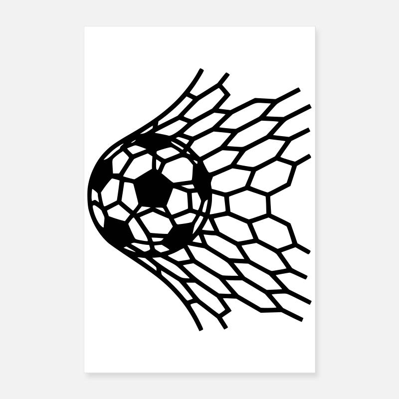 Goal Soccer Ball in Net Hit Vector Poster 16" x 24" (40x60 cm)