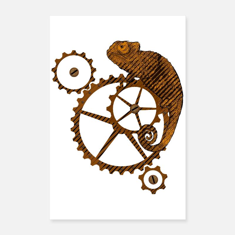 Steampunk Chameleon Poster 16" x 24" (40x60 cm)