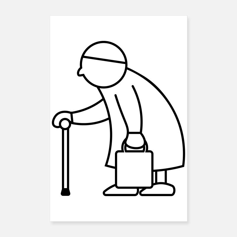 Alte Dame mit Einkaufstasche Poster 40x60 cm