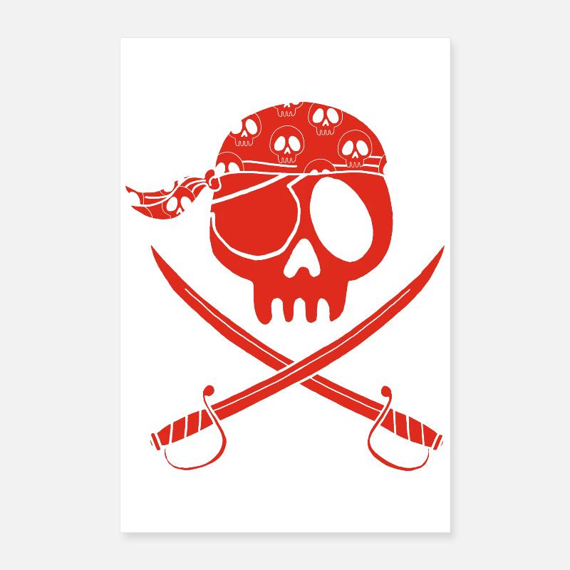Roter Piratenschädel Poster 40x60 cm