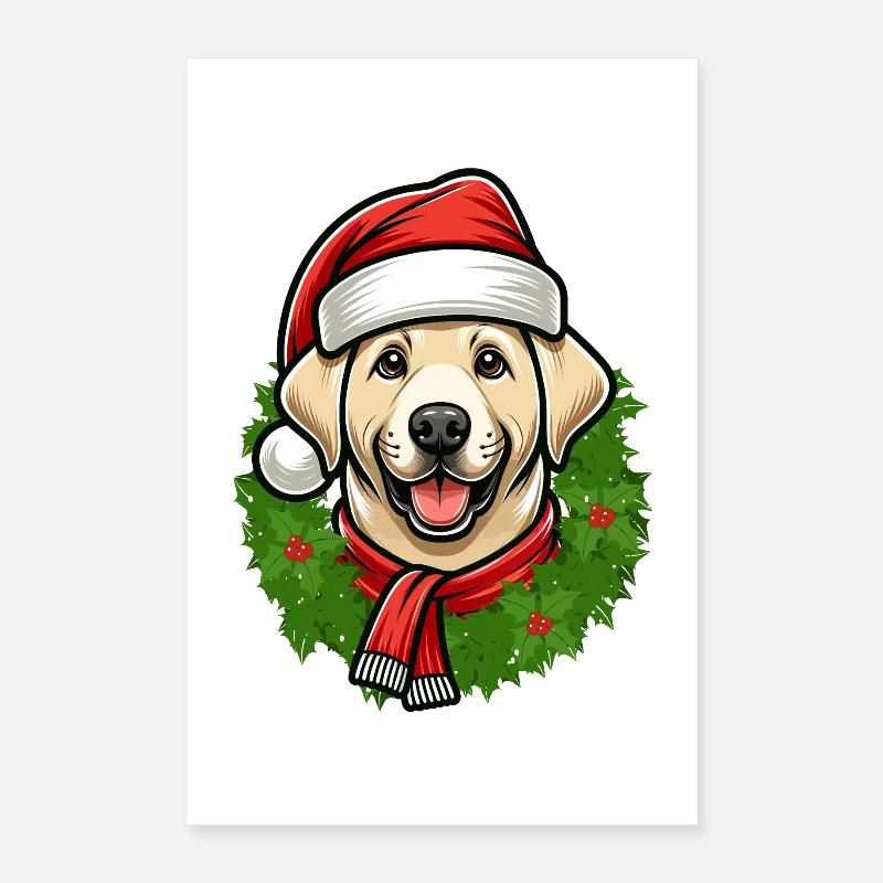 Weihnachts Labrador Hunde-Freunde Poster 40x60 cm