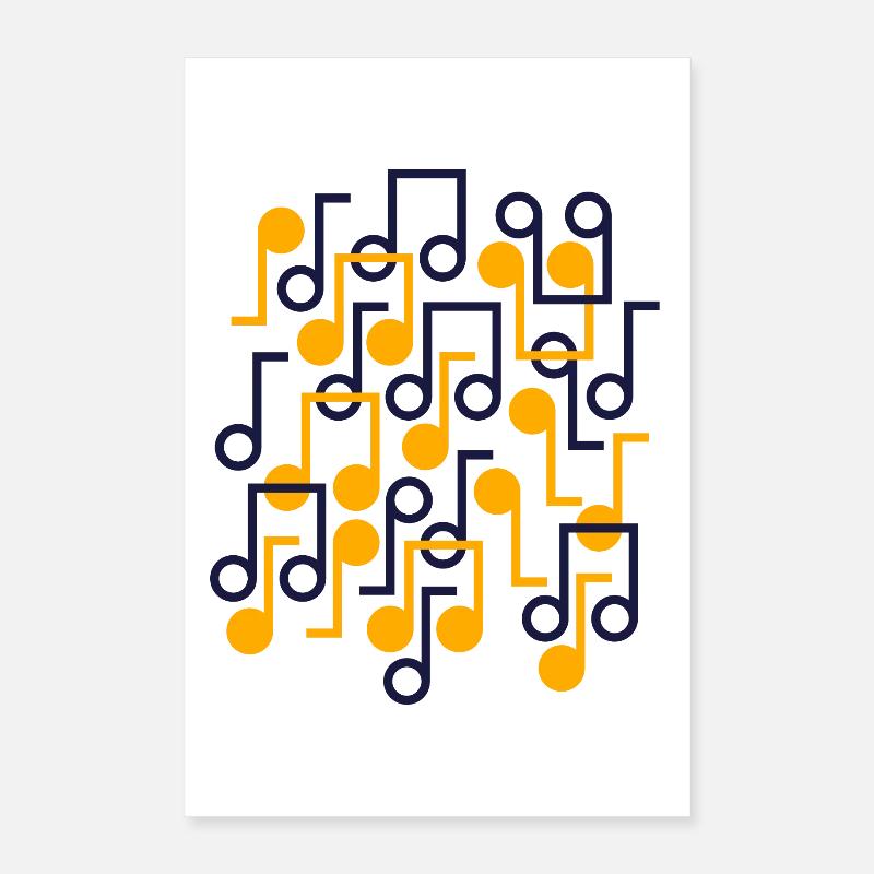 Music Notes Retro Style Pattern Poster 16" x 24" (40x60 cm)