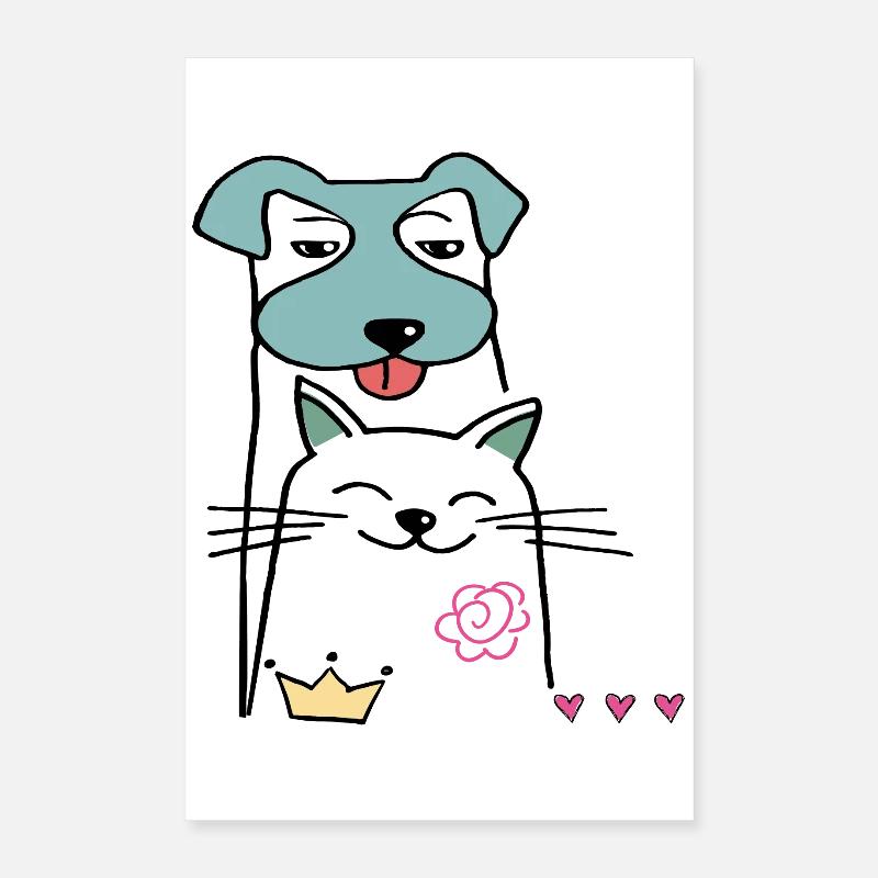 Dog and cat Poster 16" x 24" (40x60 cm)