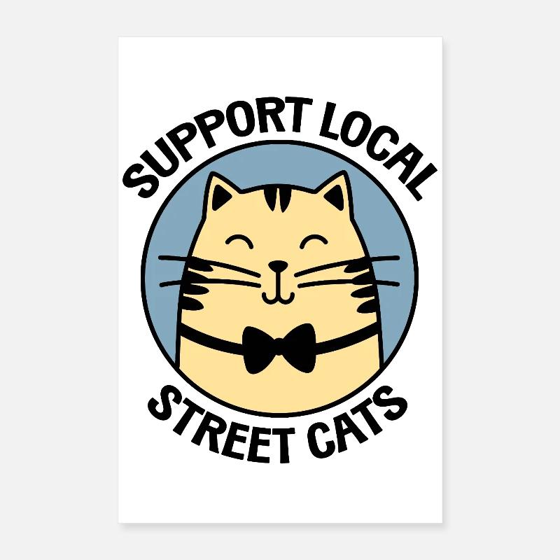 Classy Bowtie Cat – Stylish Cartoon Cat Poster 16" x 24" (40x60 cm)