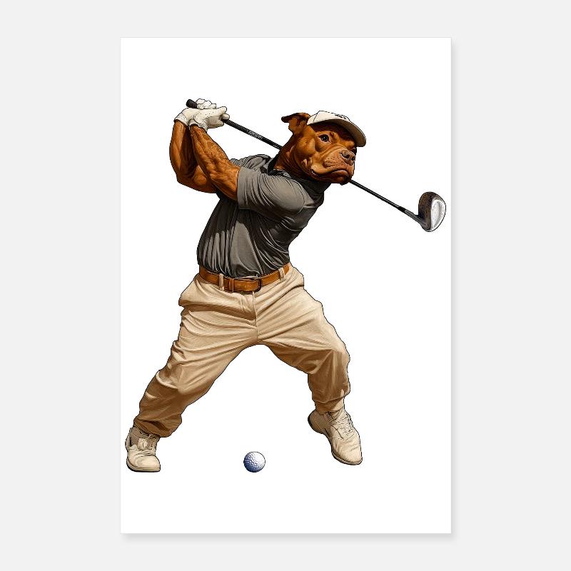 Pitbull Golfspieler Poster 40x60 cm