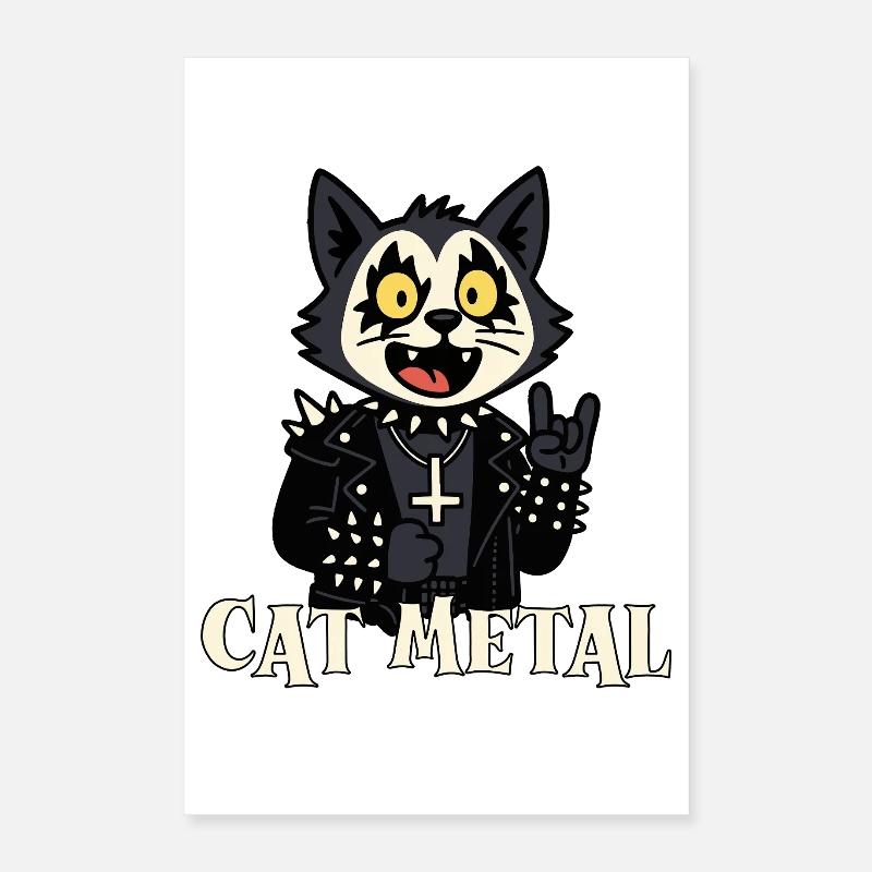 Gothic cat metal design Poster 16" x 24" (40x60 cm)