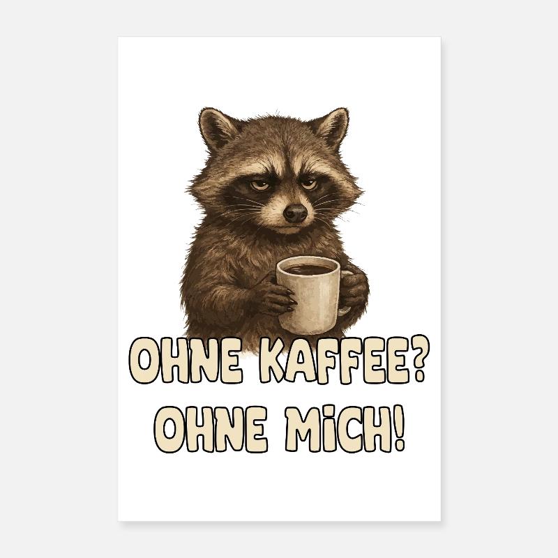 Café raton laveur drôle de dicton Poster 40 x 60 cm