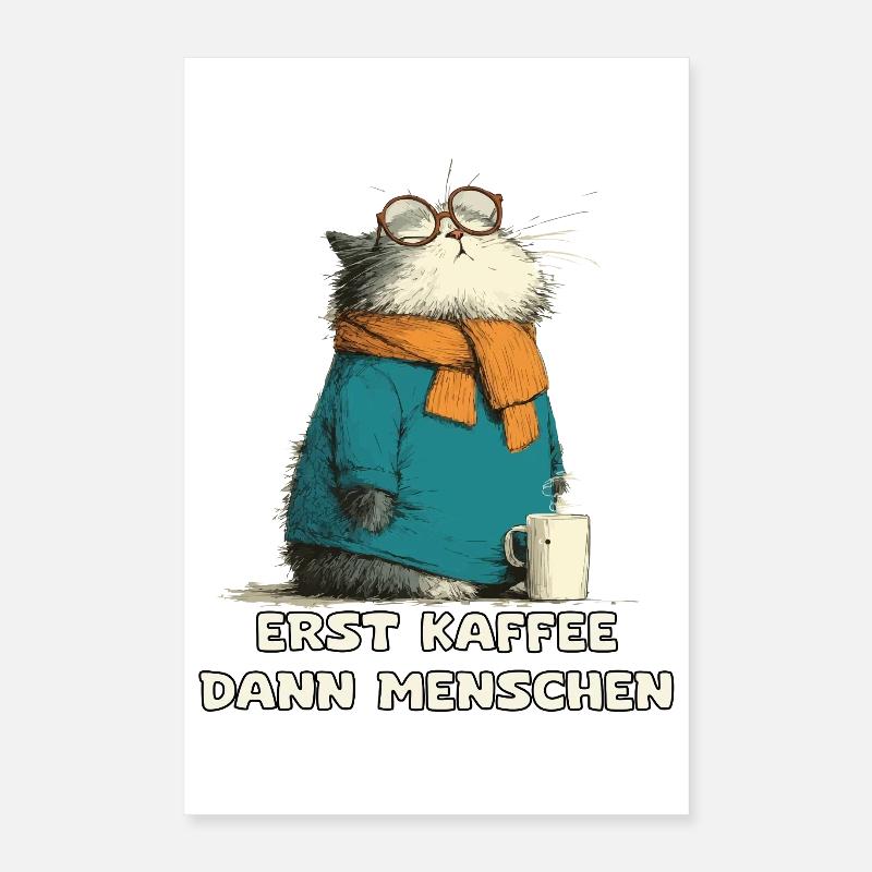D’abord le café, puis les gens Chat Poster 40 x 60 cm