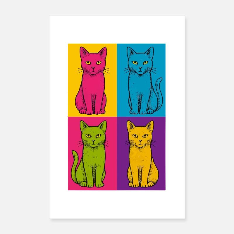Quatuor Pop Art Cats Poster 40 x 60 cm