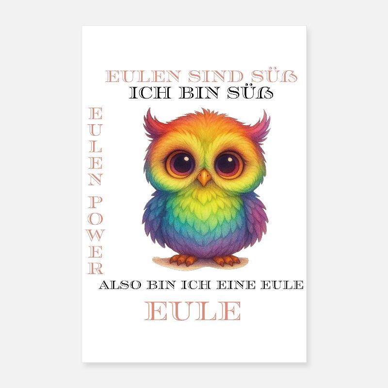 Regenbogen Eulen Power Poster 40x60 cm