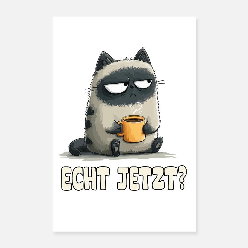 Grummelkatze mit Kaffee Poster 40x60 cm