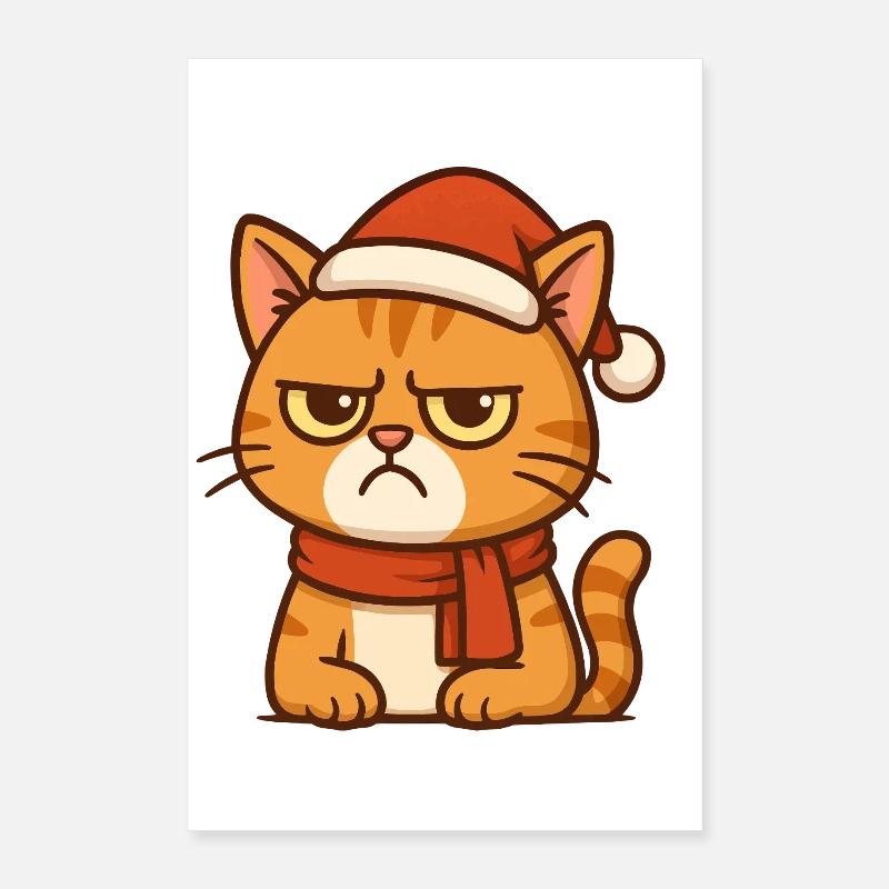 Grummiger Weihnachtskater Poster 40x60 cm