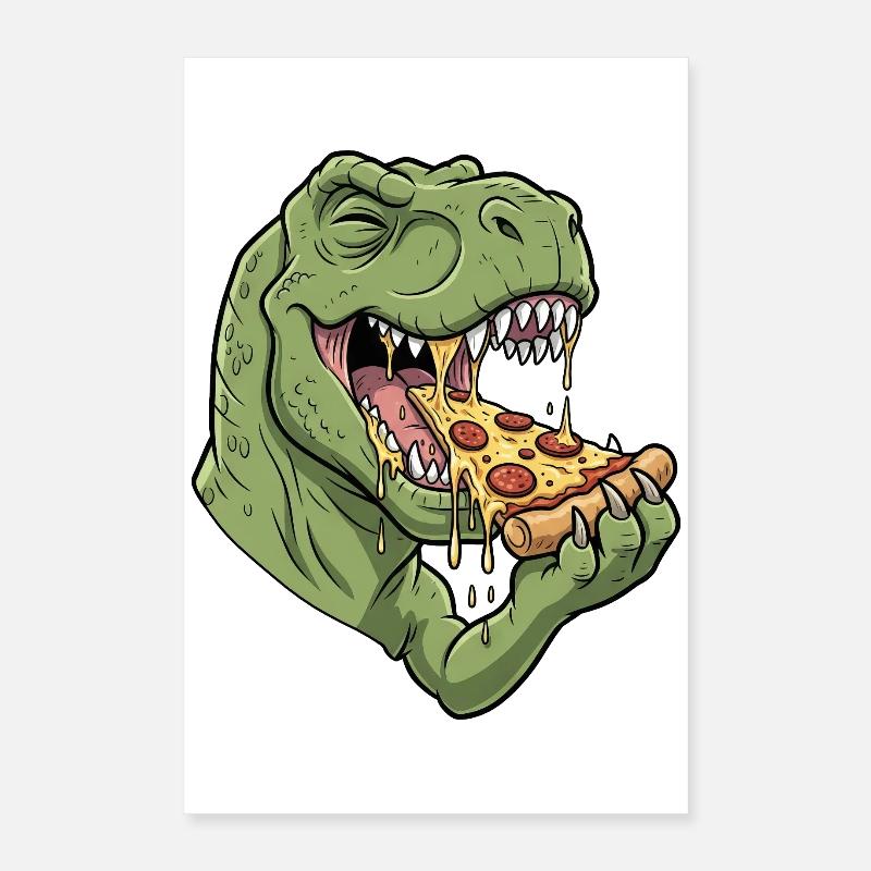 Cute Dino T-Rex Pizza Pizza Lover Italian Poster 16" x 24" (40x60 cm)