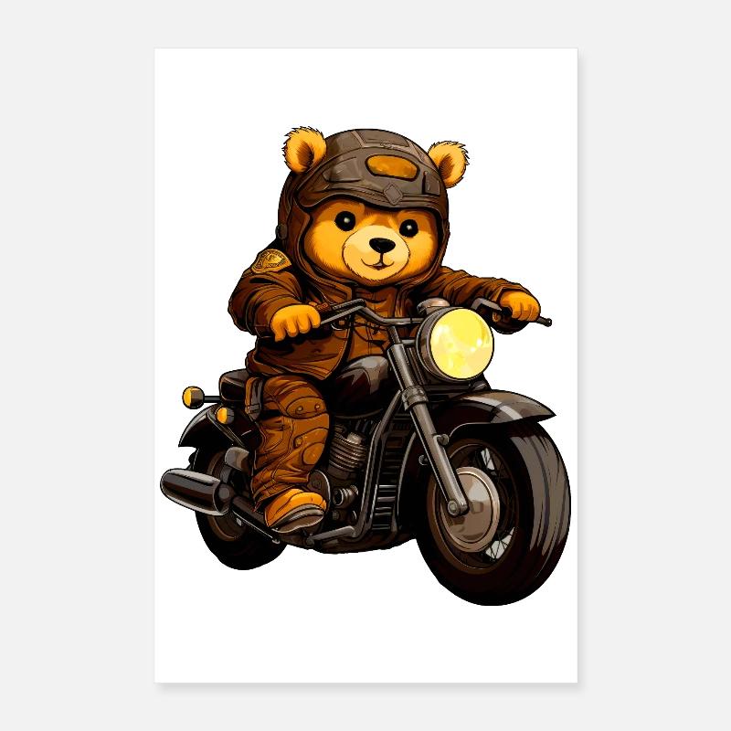 Bär Motorradfahrer Poster 40x60 cm
