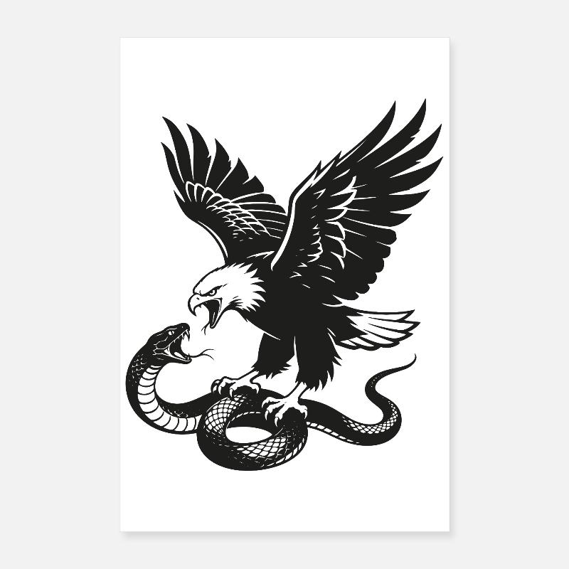 Eagle vs Snake Silhouette Poster 16" x 24" (40x60 cm)