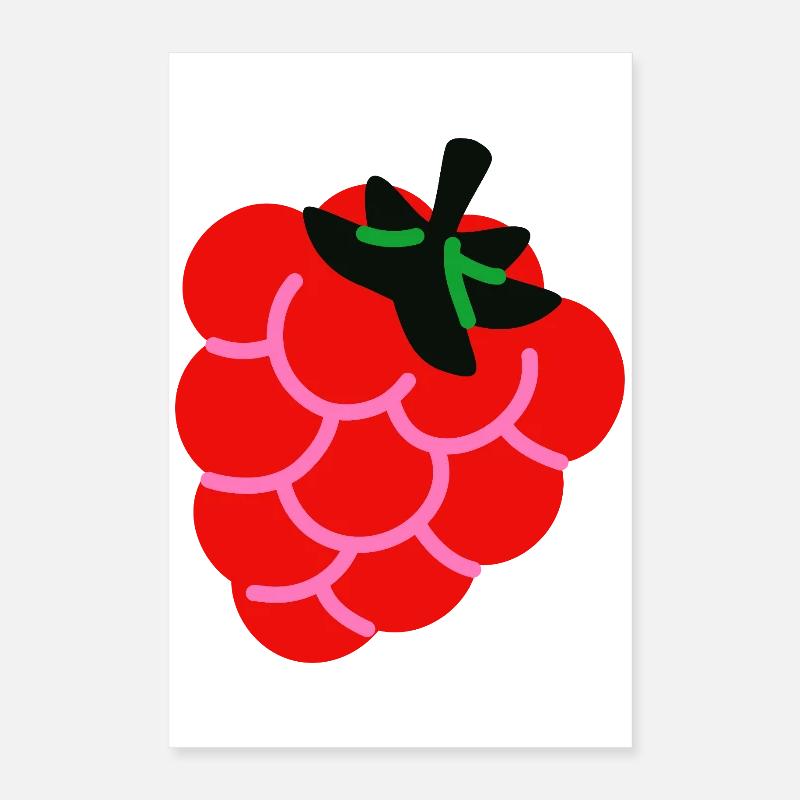 Raspberry Fruit Shirt Minimal Berry Design Poster 16" x 24" (40x60 cm)