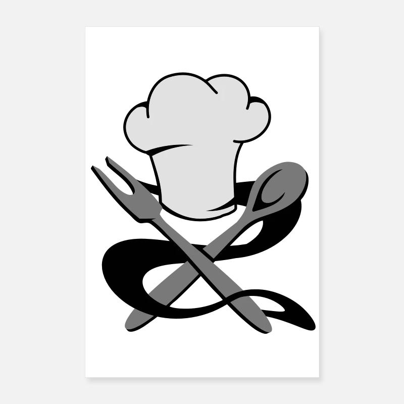 A chef's hat with spoon and fork Poster 16" x 24" (40x60 cm)