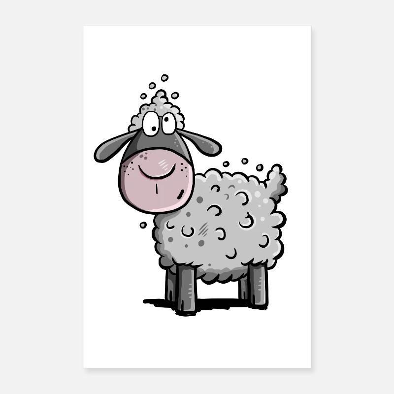 Little Wool Sheep I Sheep Comic I Gift Poster 16" x 24" (40x60 cm)