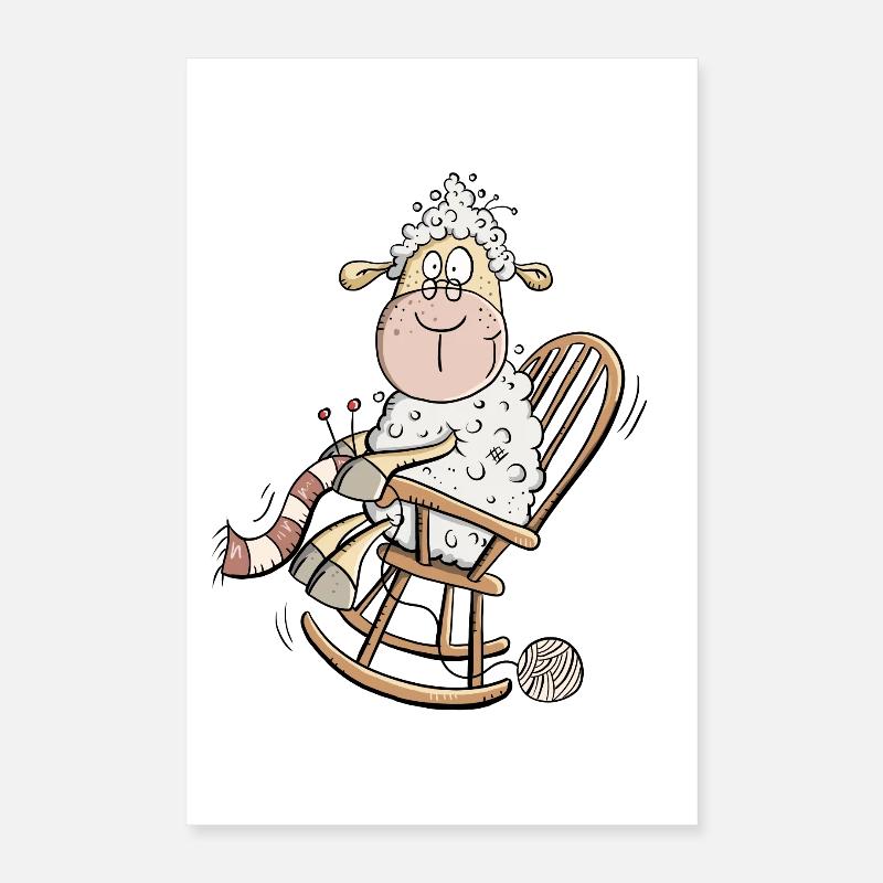 Strickendes Schaf I Oma Großmutter Fun Shirt Poster 40x60 cm