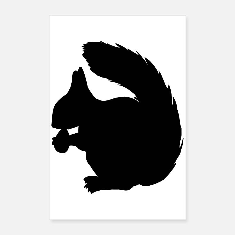 Eichhörnchen mit Nussschattenfigur Poster 40x60 cm