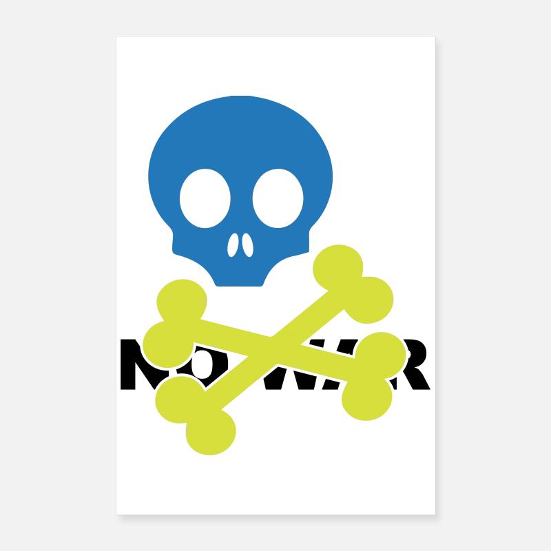 Neon Blue Skull and Crossbones Poster 16" x 24" (40x60 cm)
