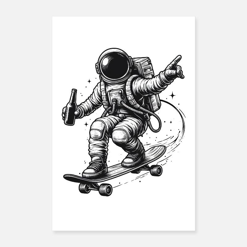 Astronaute sur planche à roulettes Poster 40 x 60 cm