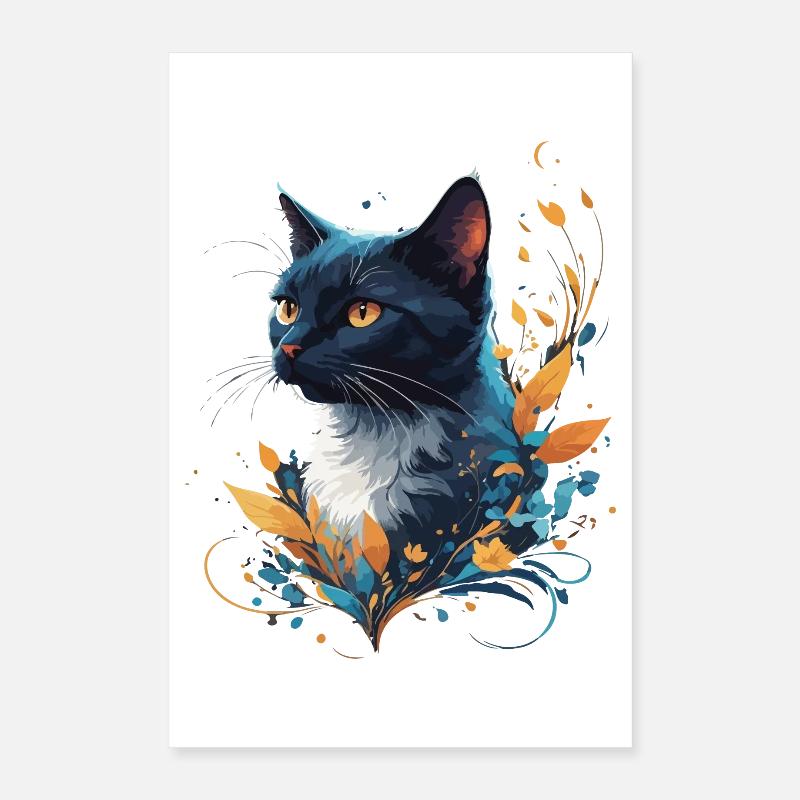 Chat coloré Poster 40 x 60 cm