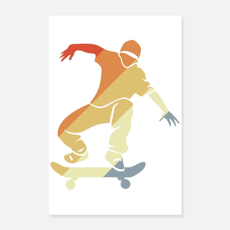 Vintage Skateboarder Graphic Poster 16" x 24" (40x60 cm)