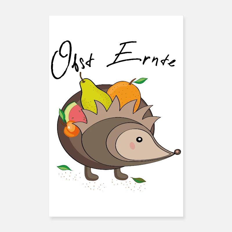 Obst Ernte Igel Poster 40x60 cm