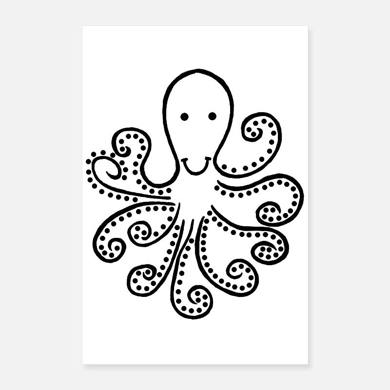 Strange black octopus Poster 16" x 24" (40x60 cm)