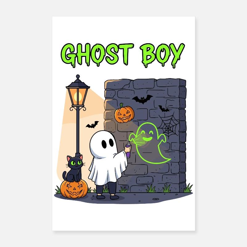 Ghost Boy Halloween Graffiti Poster 40 x 60 cm