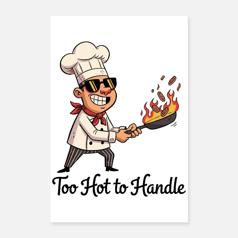 Héros de cuisine avec poêle à feu Poster 40 x 60 cm