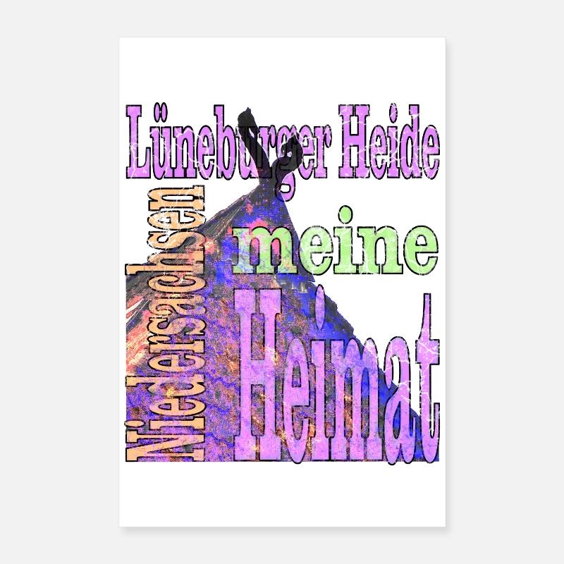 Lüneburger Heide mit Text Poster 40x60 cm