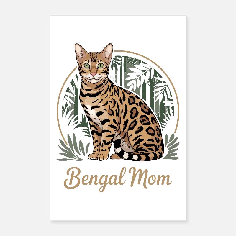 Mignonne maman chatte Bengalie Poster 40 x 60 cm