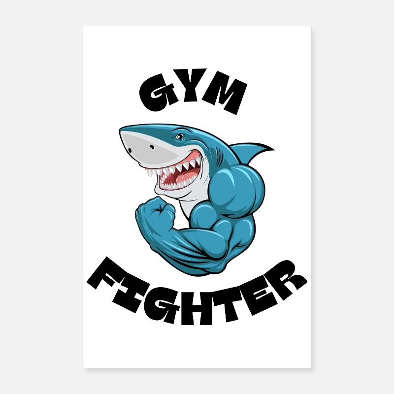 Pose de puissance du Requin Musclé Bleu Poster 40 x 60 cm