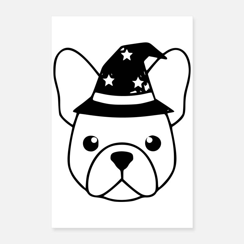 Frenchie Zauberer Hut Outline Poster 40x60 cm