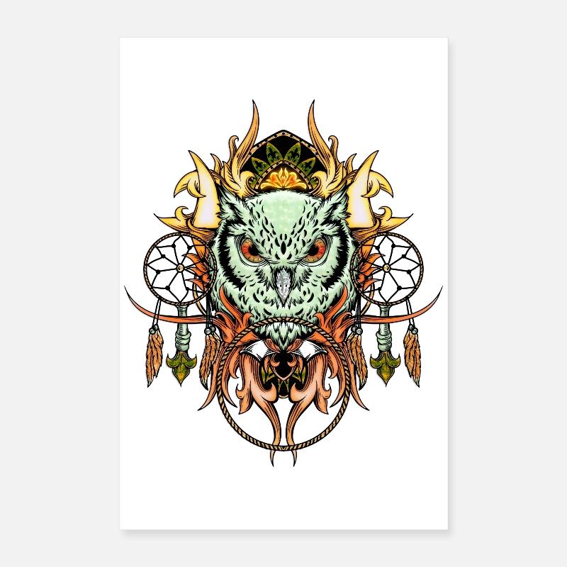 Elegante Eule mit Traumfänger Poster 40x60 cm